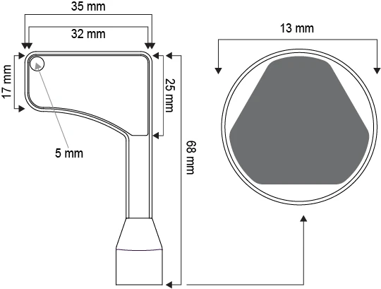 LiftKeys Döküm Asansör Anahtarı Genel Ölçüleri