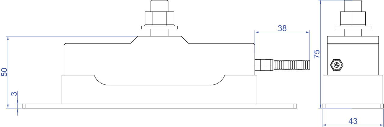 LiftKeys Atlas aşırı yük sistemi kontrol ünitesi yan profil derinlik ölçüleri ve bağlantı noktaları
