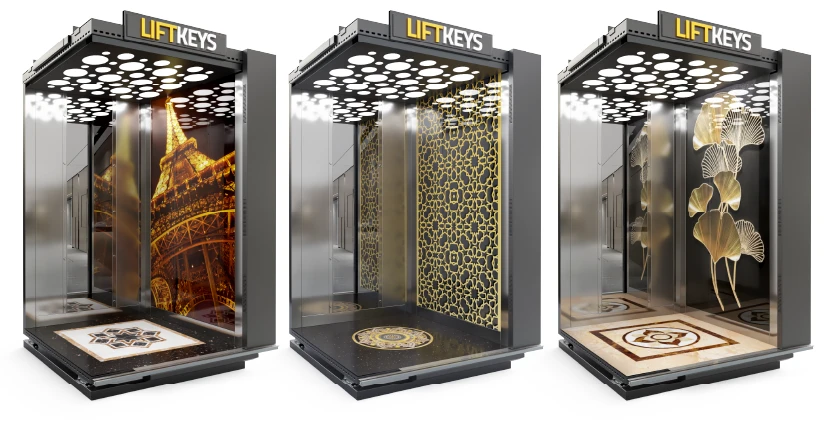 LIFTKEYS Dekoratif Cam - 500 farklı desen seçeneği ile güvenli asansör kabin tasarımları