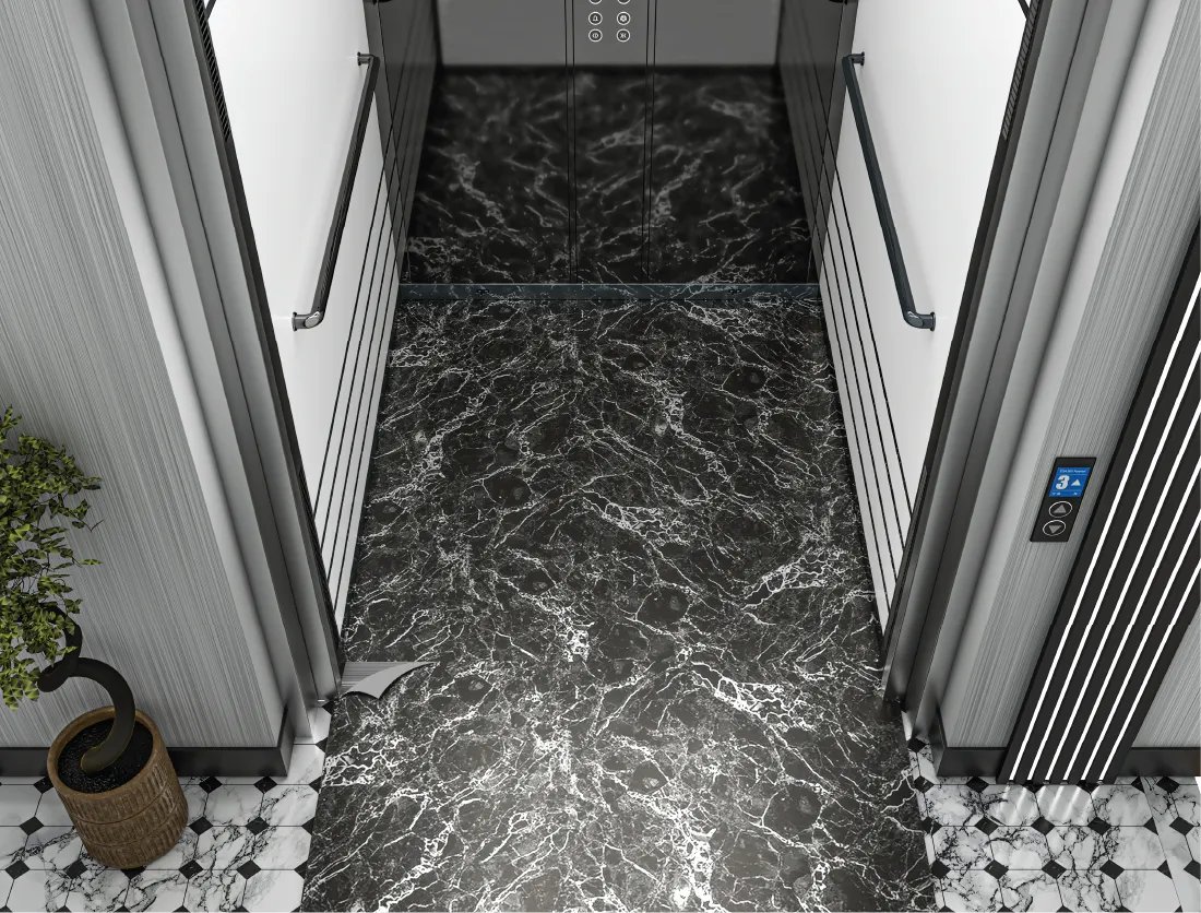 LiftKeys Asansör PVC Zemin Kaplama Uygulaması ve Granit Desenli Zemin