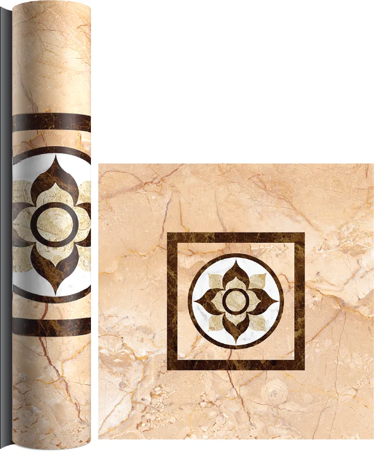 Bej renkli çiçek motifli dekoratif PVC zemin kaplama