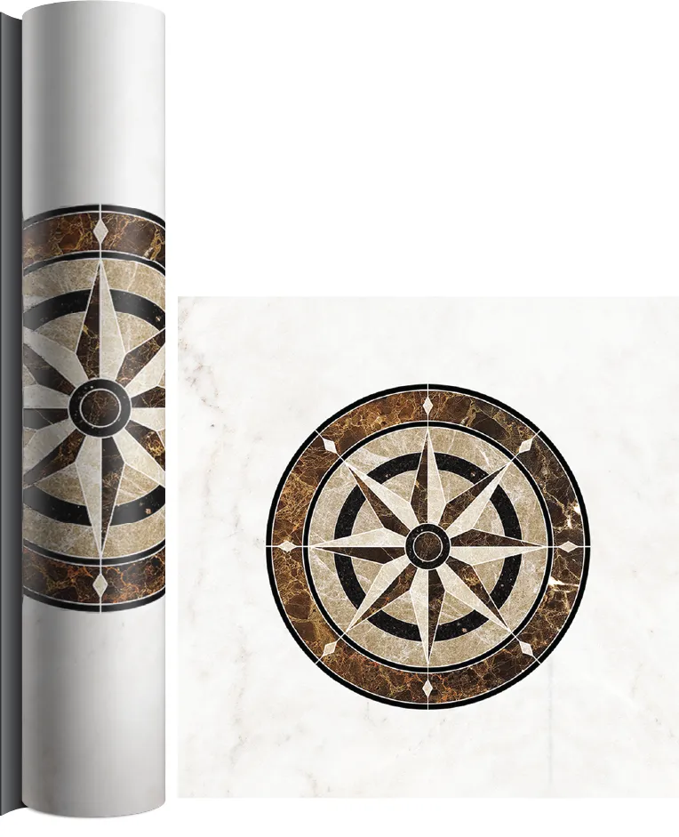 Antik pusula motifli dekoratif PVC yer kaplaması