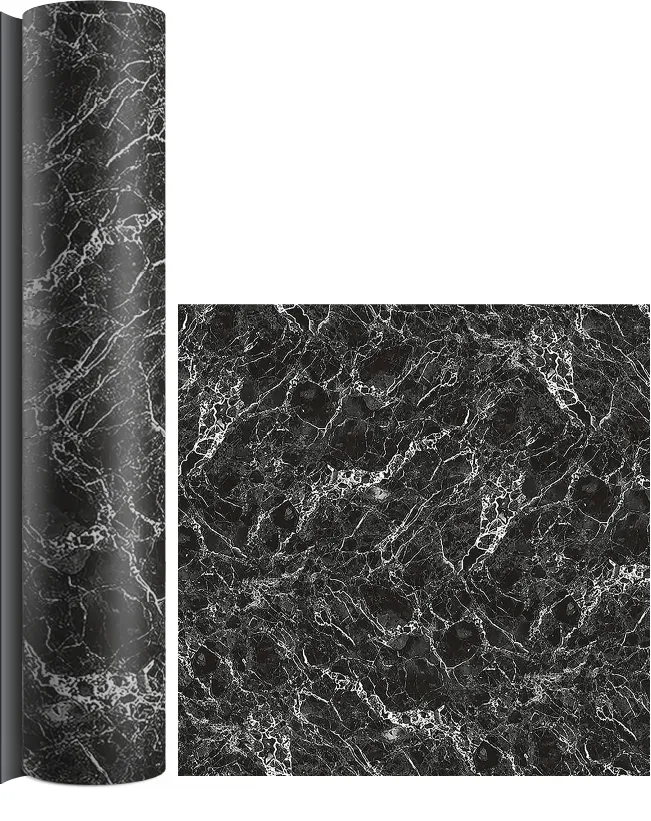 Siyah Mermer Desenli PVC Rulo ve Deseni